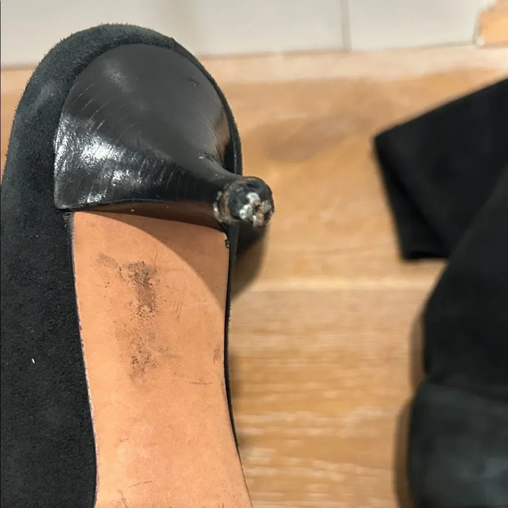 Cole Haan Black Knee Length pull on Suede Boots, Size 8